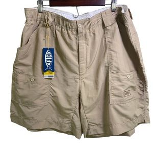 AFTCO Fishing Cargo Shorts Beige Nylon Pockets Classic Fit 42W